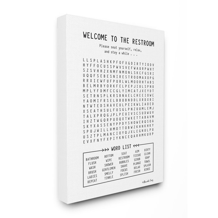 Ebern Designs Restroom Crossword Puzzle Unframed Panoramic Graphic Art